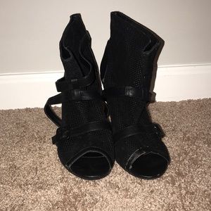 Black open toe booties